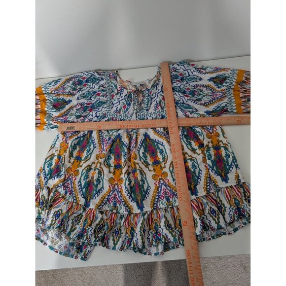 Rachel Zoe Boho Tunic Womens Size 2X White Hippie Tassel Rayon Casual Shirt - Picture 11 of 13